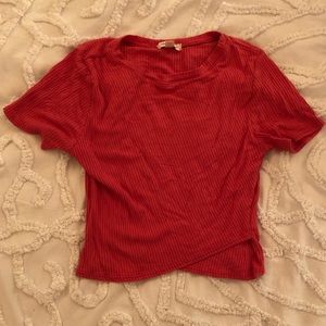 Bright pink cross front tee from urban outfitters